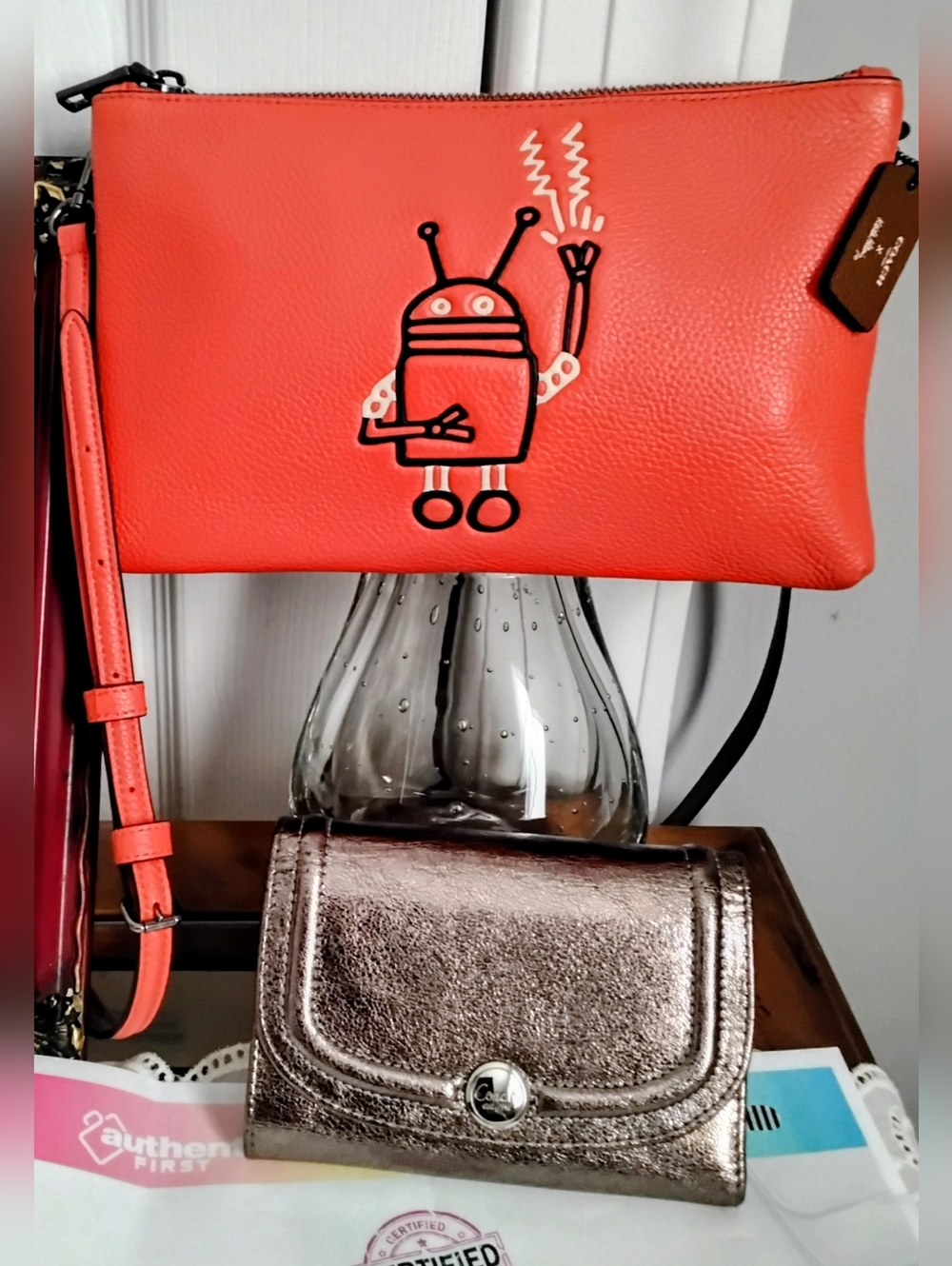 COACH X KEITH HARING ROBOT CROSSBODY BAG + WALLET Purse - Picture 10 of 14